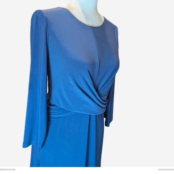 Pre-owned Lauren Ralph Lauren Elegant Blue Long Sleeve Dress - Picture 6 of 9